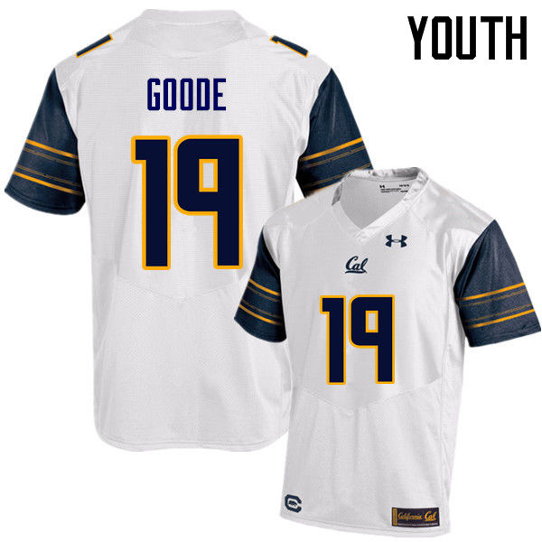 Youth #19 Cameron Goode Cal Bears (California Golden Bears College) Football Jerseys Sale-White - Click Image to Close